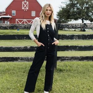 Pink Lily black overalls